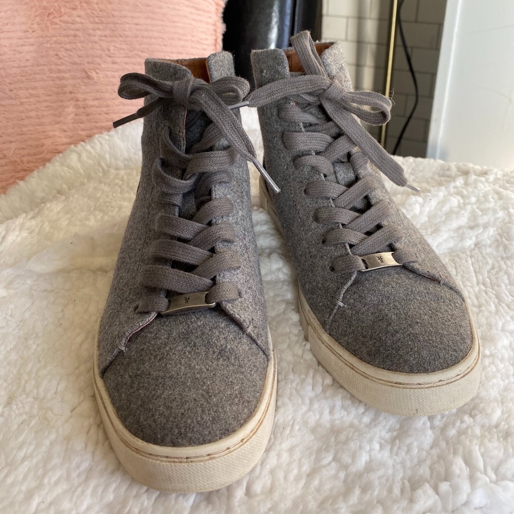 Frye Grey Wool Ivy High Top sneakers size 6.5 - Picture 2 of 7